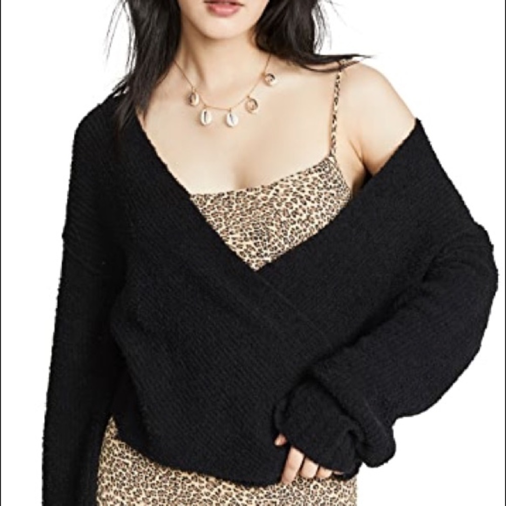 $128 NWT Free People Cropped Wrap Sweater - Picture 1 of 3
